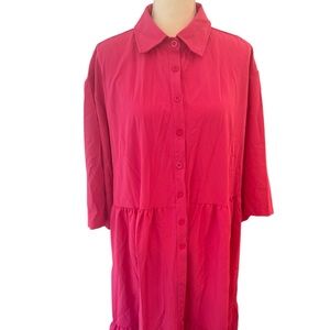 Vibrant Pink Button-Up Dress